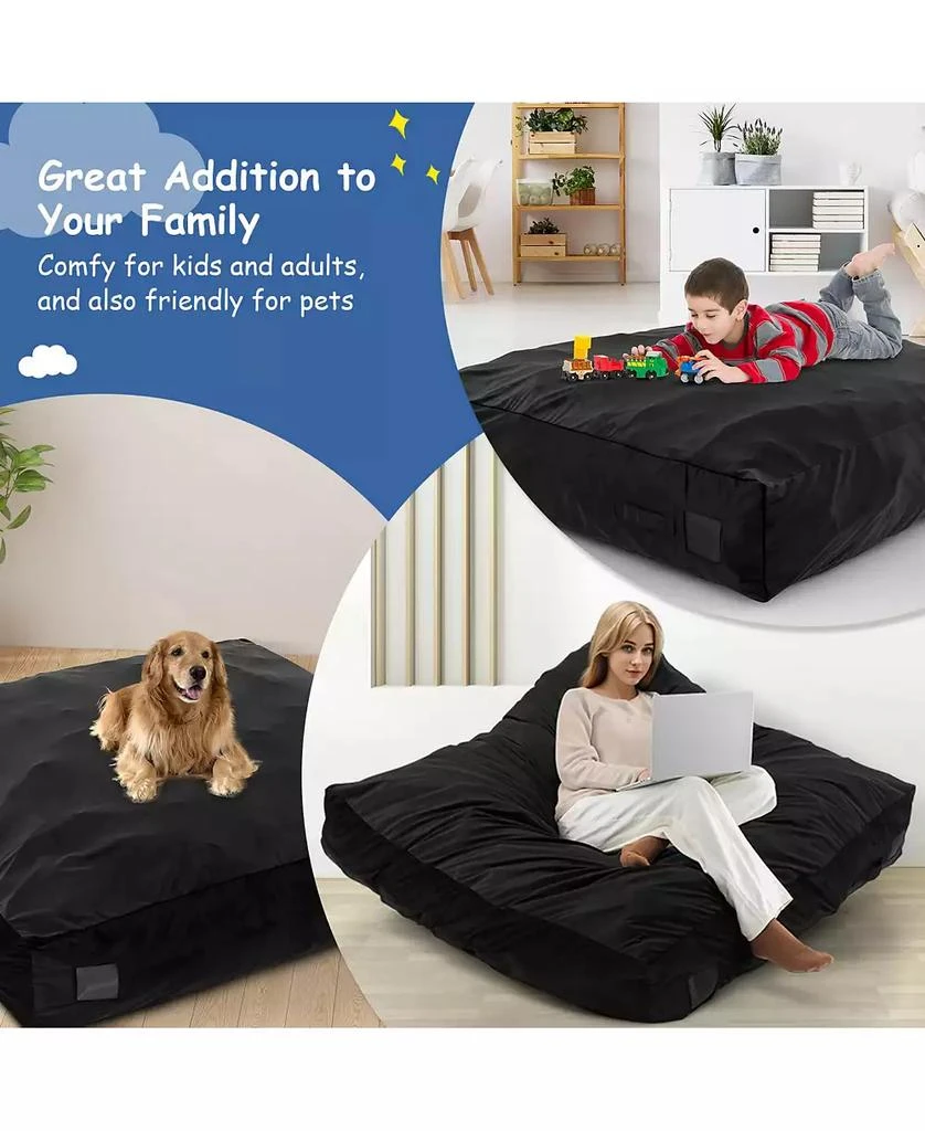 Costway 57" x 57" Crash Pad Sensory Mat with Foam Blocks & Washable Velvet Cover 6