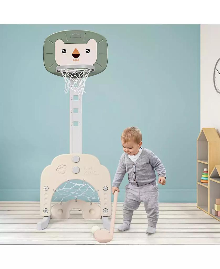 HONGGE 3-in-1 Adjustable Kids Basketball Hoop Sports Set