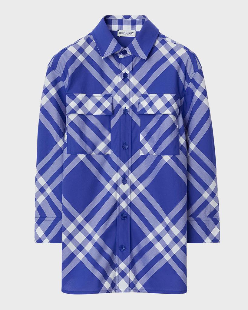 Burberry Boy's Angelo Front-Pocket Check Shirt, Size 3-14