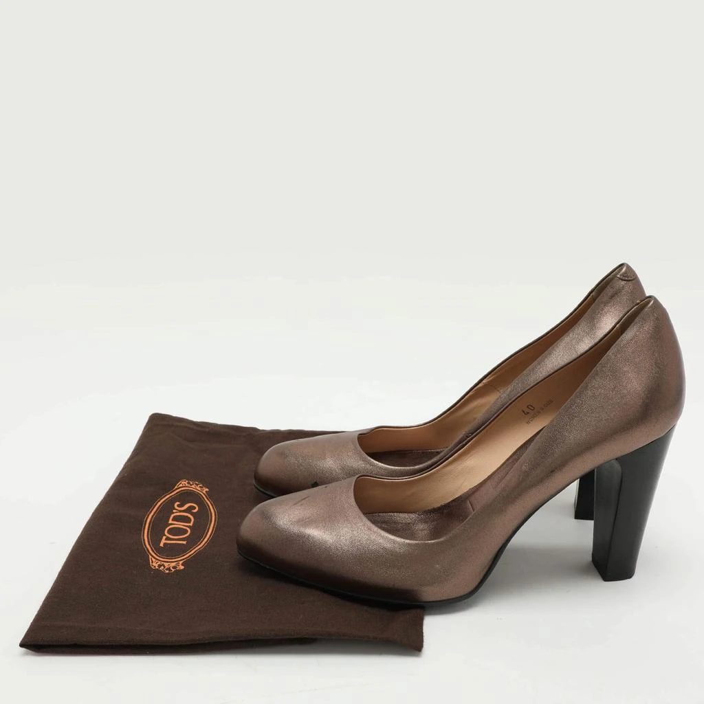 Tod's Tod's Metallic Leather Block Heel Pumps Size 40 9