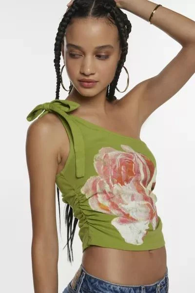 Urban Outfitters One-Shoulder Rose Graphic Tank Top 1
