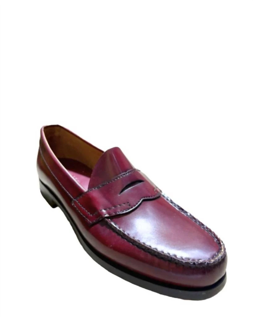 G.H. Bass Men's Leavitt Penny Loafer In Burgundy Brushed 1