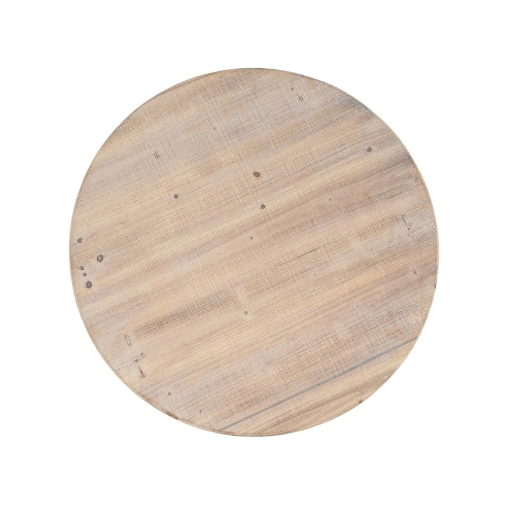 Streamdale Furniture Streamdale Accent Coffee Table, Antique Pedestal, Solid Wood Top, Natural+Antique White 4