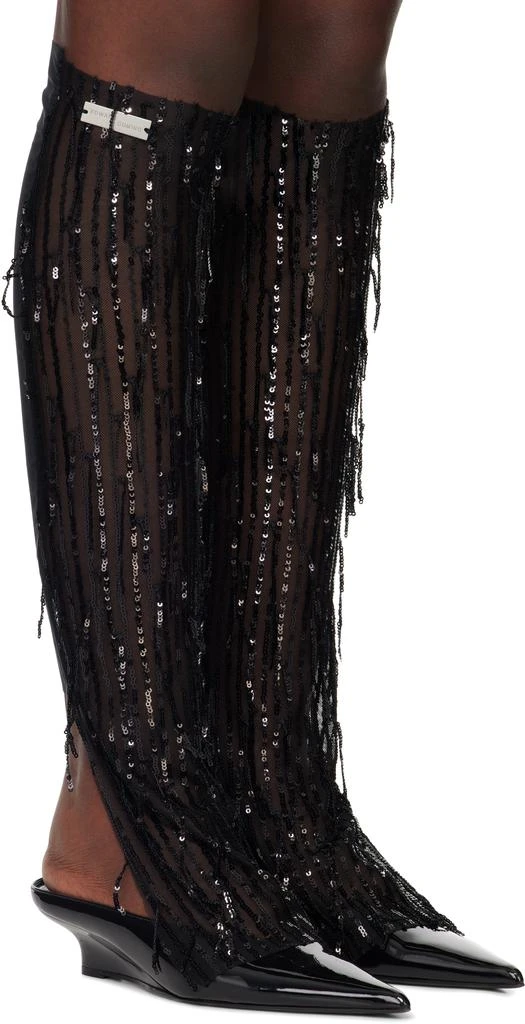 Edward Cuming Black Swinging Sequin Mesh Dripping Leg Warmers 4