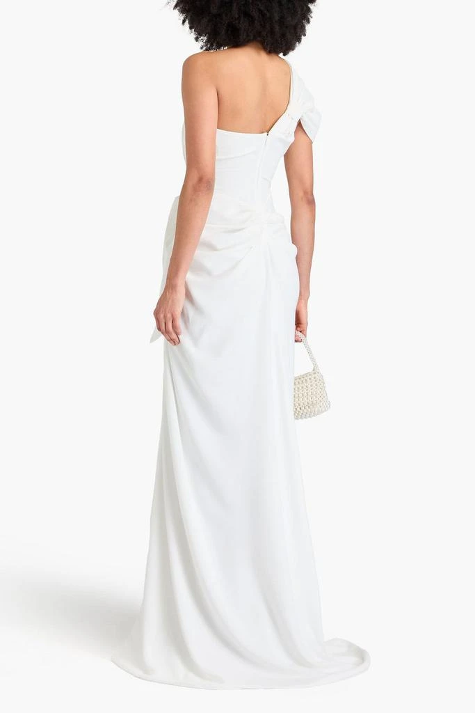 RHEA COSTA Elena one-shoulder draped crepe gown 3