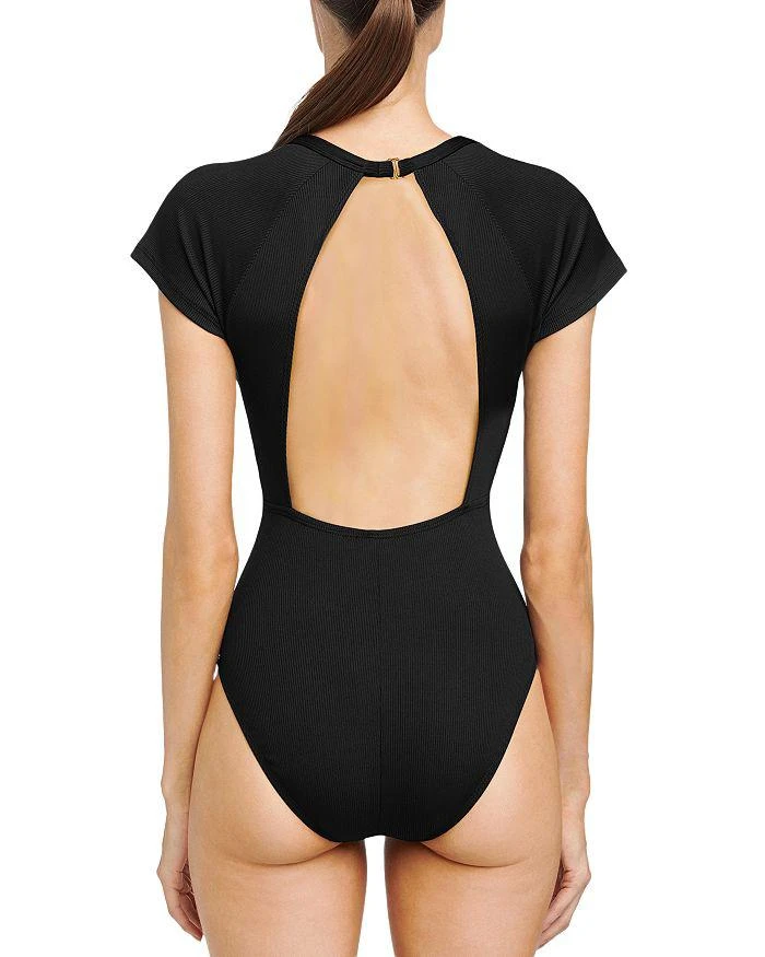 Robin Piccone Raglan Snap Front One Piece Swimsuit 2