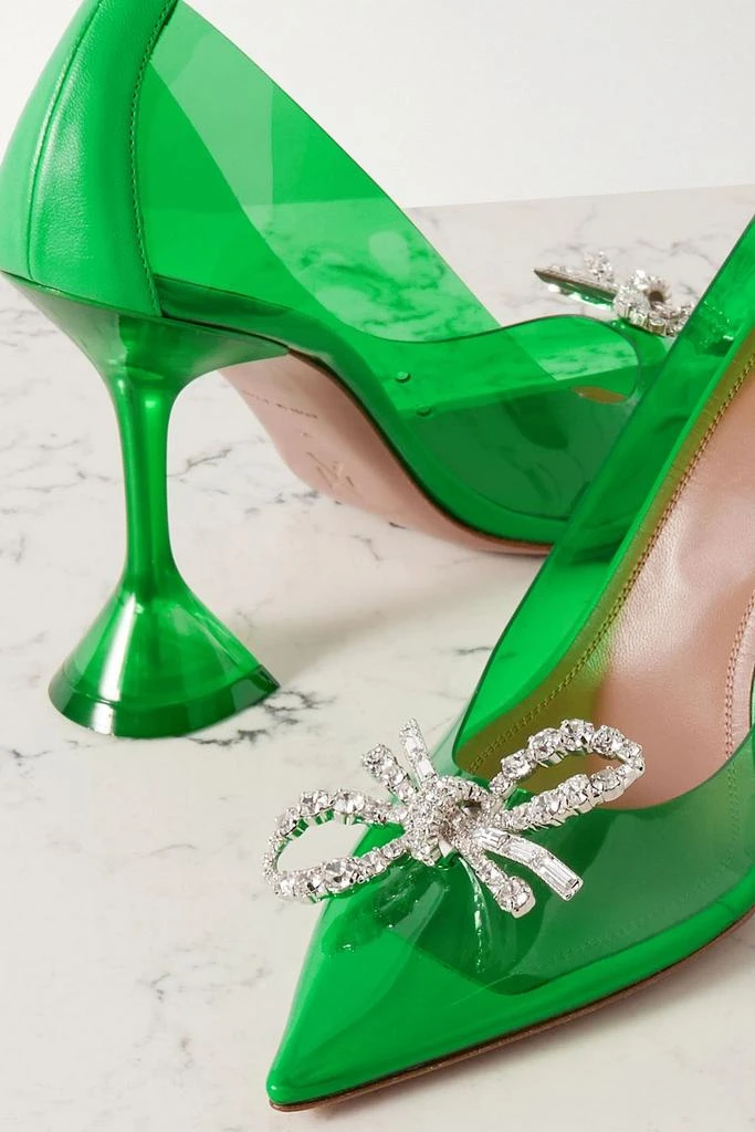 Amina Muaddi Rosie Glass leather-trimmed crystal-embellished PVC pumps 4