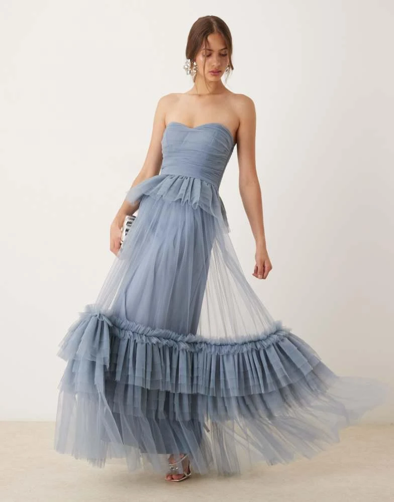 Shop Lace & Beads bandeau tulle gown in dusty blue on Sale at BeyondStyle   Get 31% Off Lace & Beads bandeau tulle gown in dusty blue with Limited-Time  Flash Deals, Exclusive