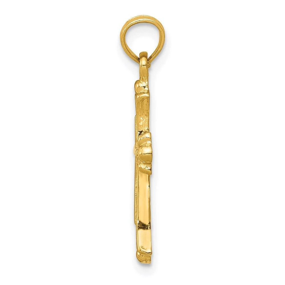 Diamond2Deal 14k Yellow Gold Budded Cross Charm 2
