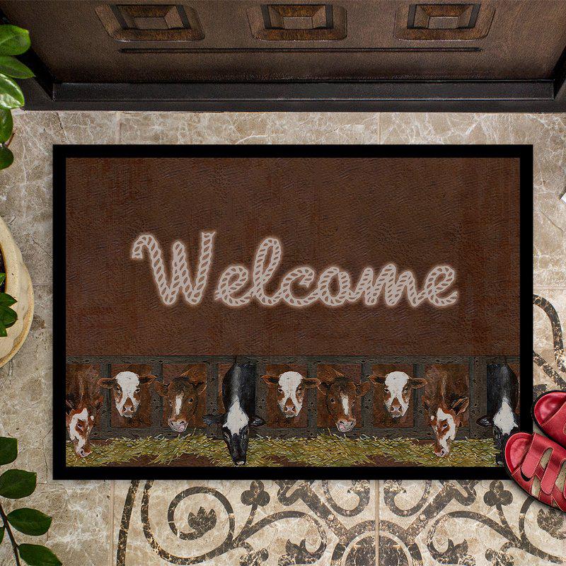 Caroline's Treasures 24 in x 36 in Welcome Mat with Cows Door Mat Indoor/Outdoor