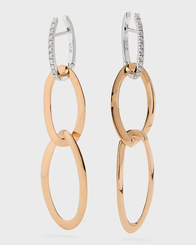 Mattioli Rose Gold Hiroko Earrings with Diamonds and Oval Drops 3