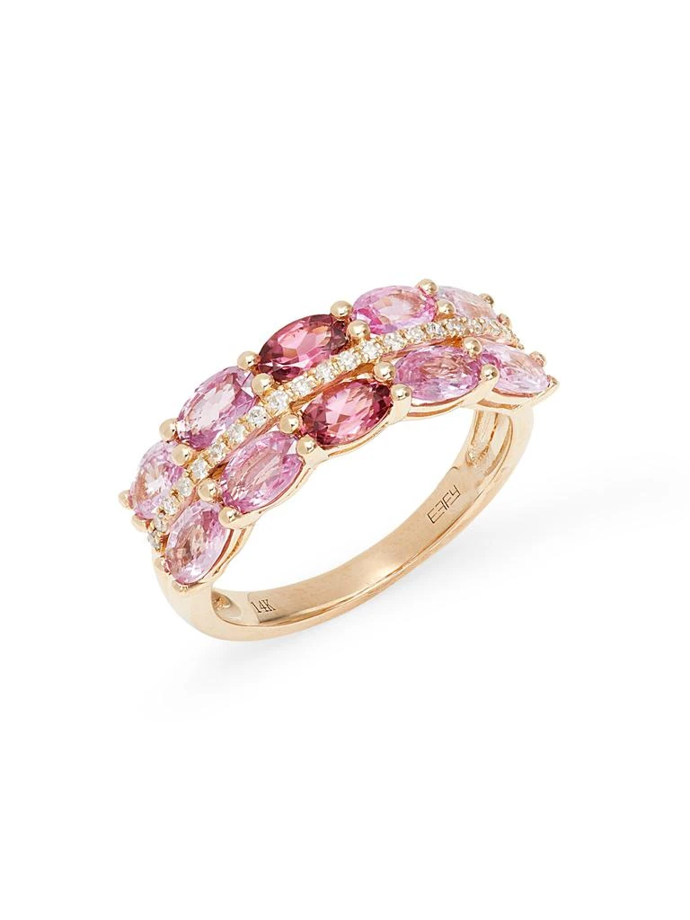Effy 14K Yellow Gold, Pink Sapphire 
0.12 TCW Diamond Ring