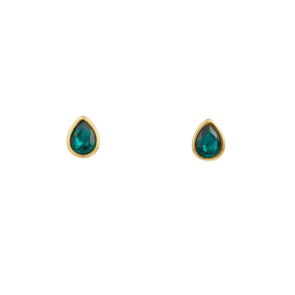 Orelia London Emerald Teardrop Stud Earrings Made With Swarovski Crystals