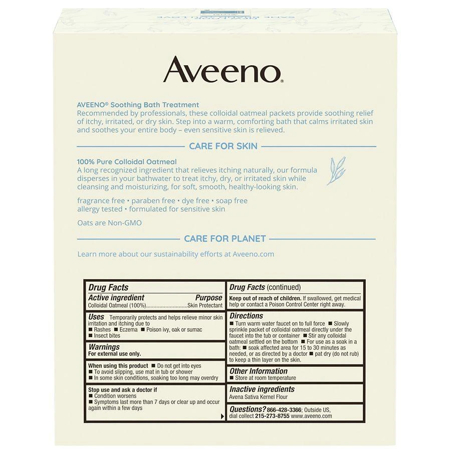 Aveeno Soothing Bath Soak For Eczema, Natural Colloidal Oatmeal Single Use Packets 3