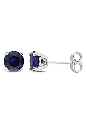Belk & Co. Co. Lab Created 2 Ct Tgw Created Blue Sapphire Earrings In Sterling Silver 1
