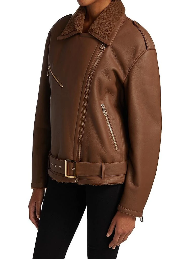 The Fur Salon Leather Shearling-Lined Moto Jacket 4