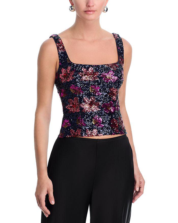 Aqua Women's Floral Lace Tank Top, Black, Size Large J.T.B. Camisole Cami Top, w&frasl;Floral Lace Trim, AQUA&frasl;AQUA, Womens