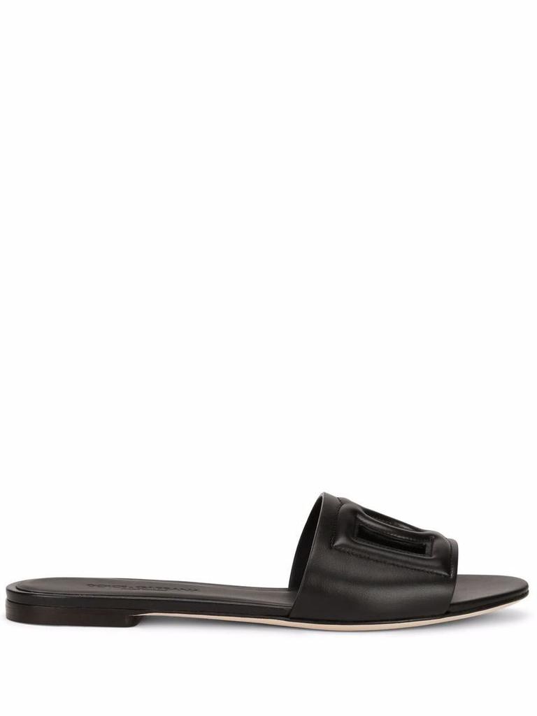 Dolce & Gabbana Dolce & Gabbana Dg Logo Leather Flat Sandals