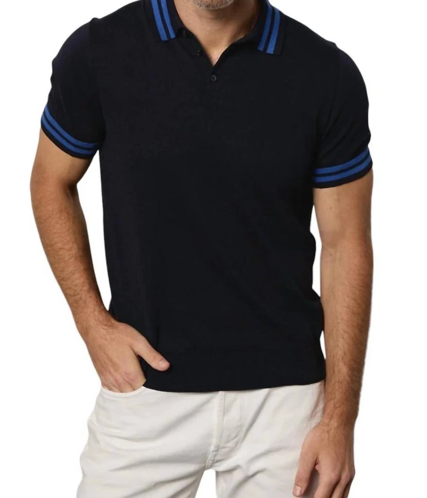 Velvet by Graham & Spencer Men's Linen Polo In Black 3