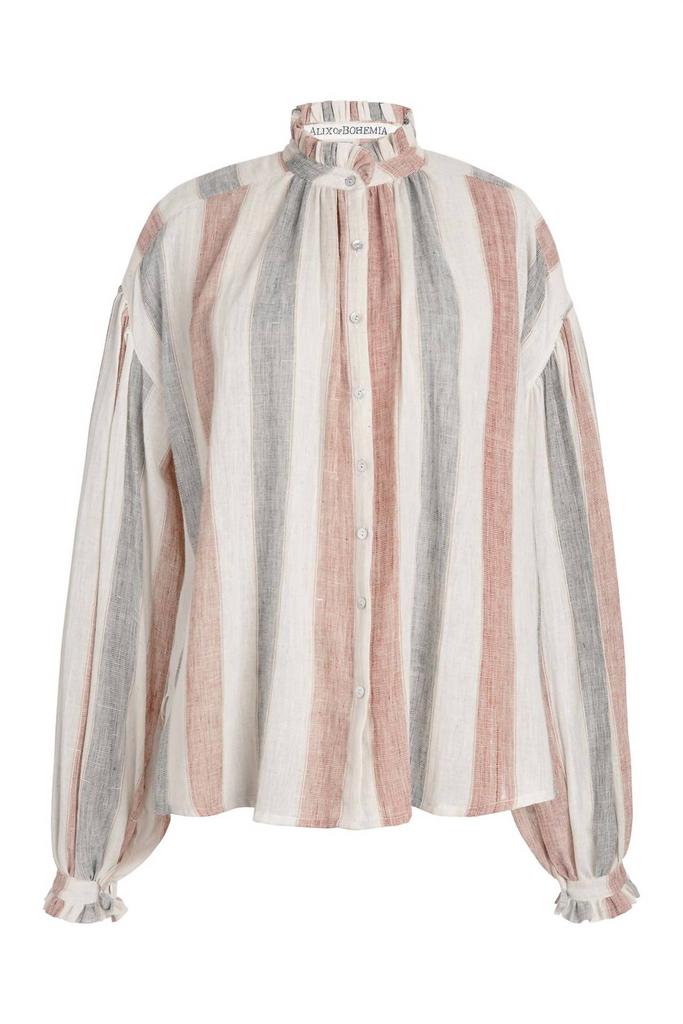 Alix of Bohemia Poet Blouse In White-Red-Blue Britannia