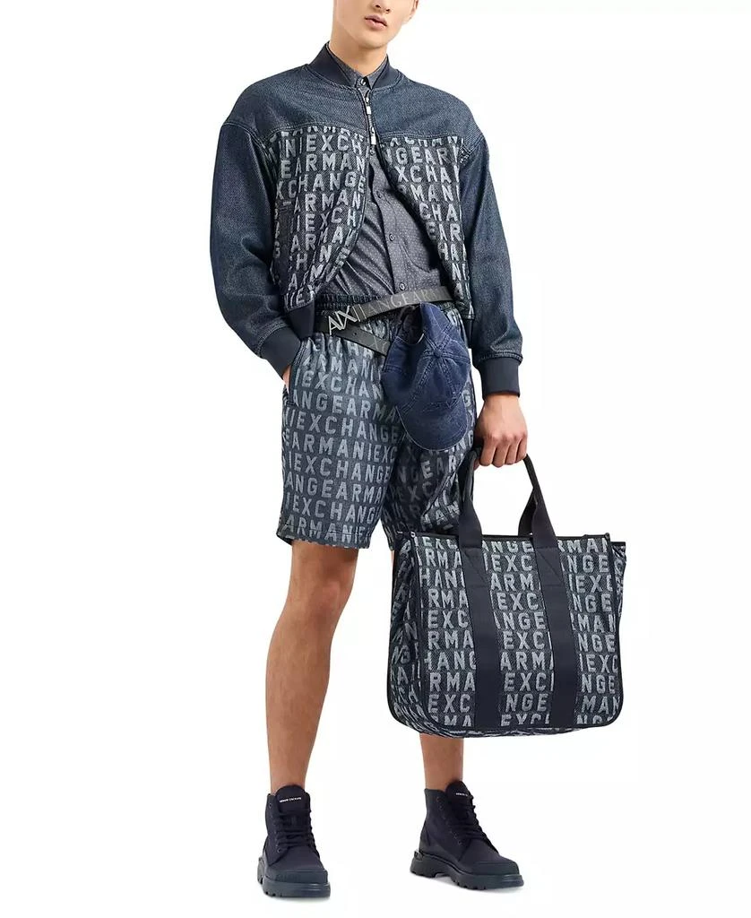 Armani Exchange Men's Logo-Print Denim Bomber Jacket 4