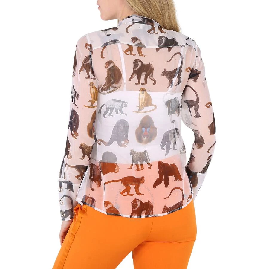 Burberry Ladies Amelie Monkey Print Silk Pussy-Bow Blouse 3
