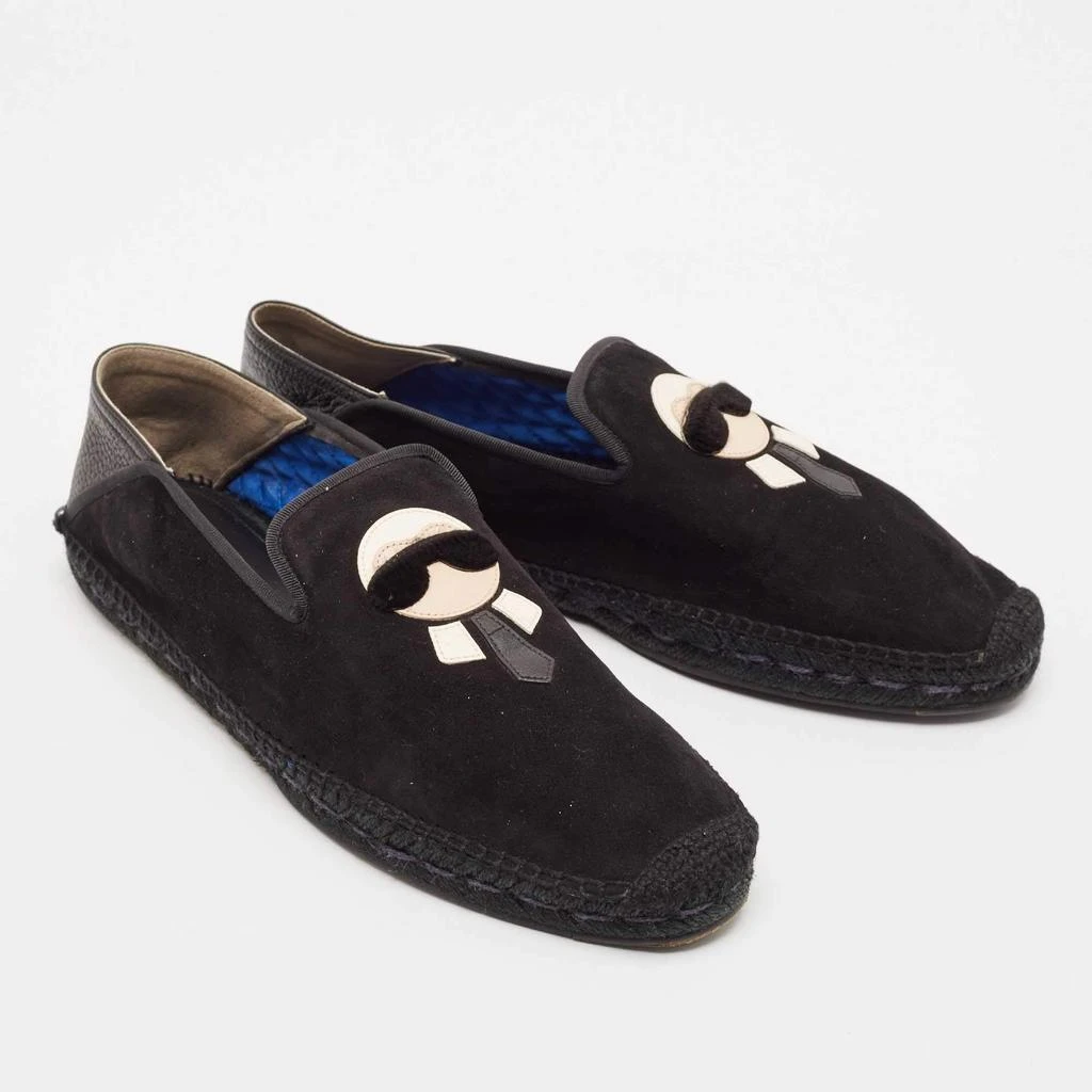 Fendi Fendi Black Suede Karlito Slip On Espadrille Flats Size 44 4
