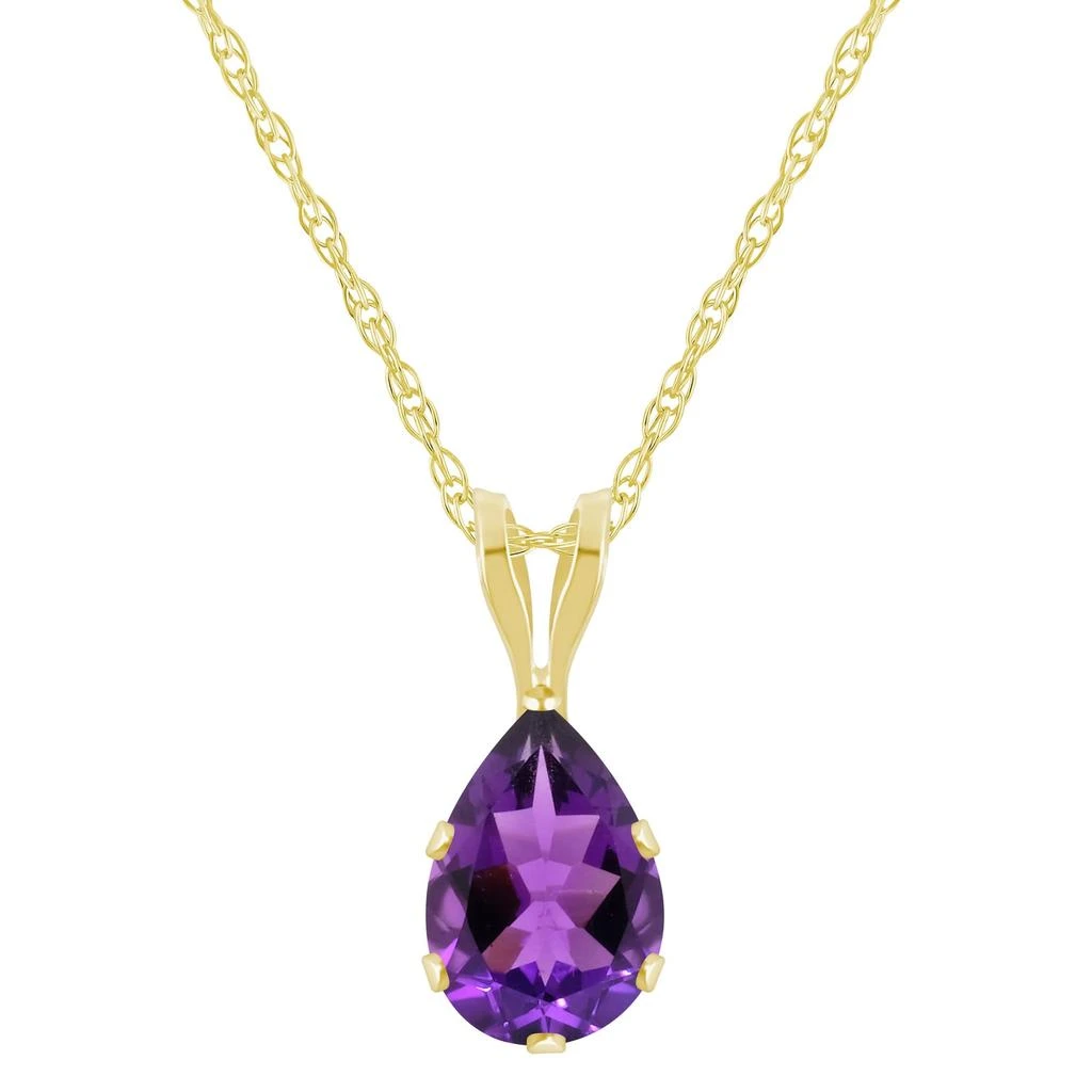 Glistening Jewels 10K Gold 7x5mm Pear Shape Amethyst Pendant Necklace