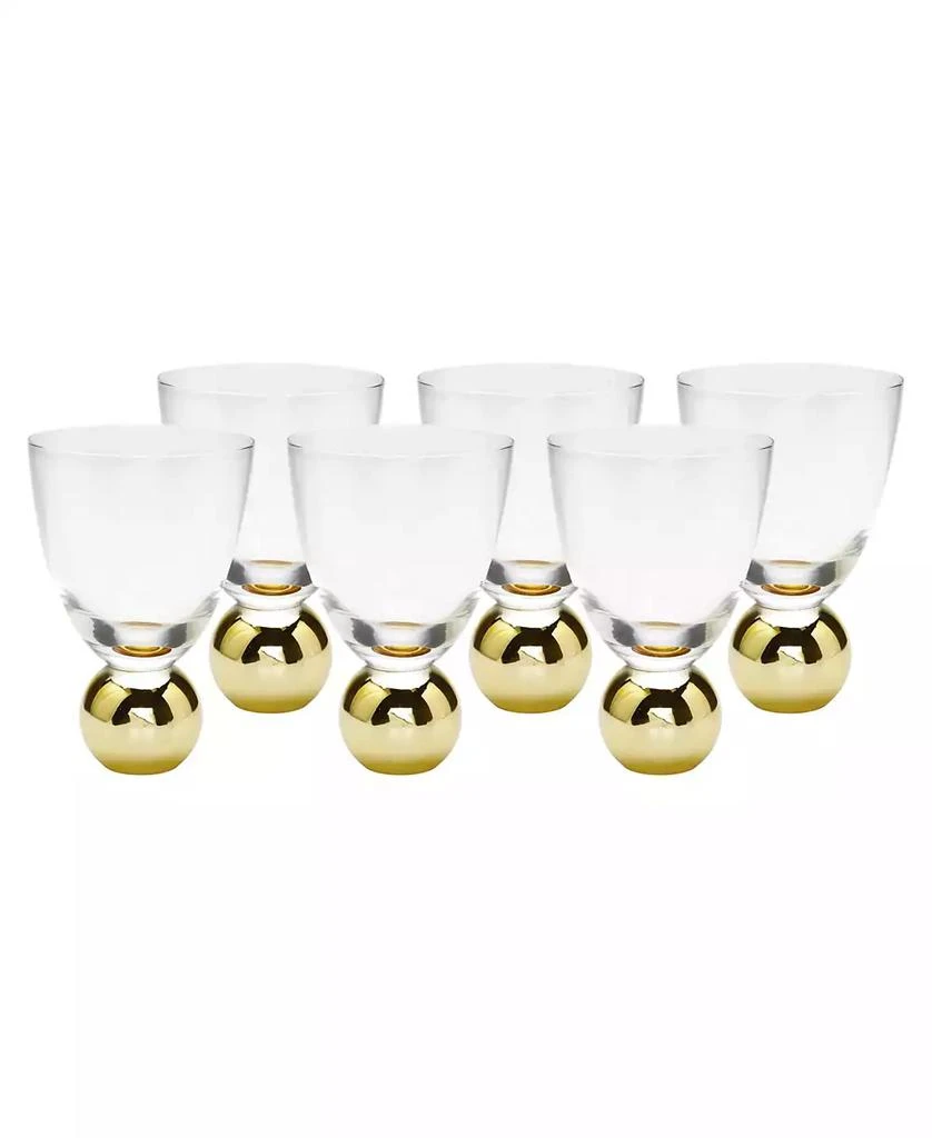 Classic Touch Small Wine Glasses on Gold Ball Pedestal, Set of 6