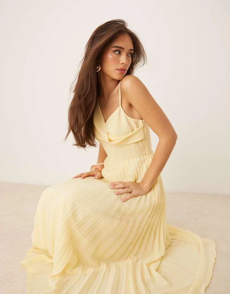 ASOS DESIGN cami drape bodice pleated midi dress in buttermilk  On Sale  Now with Up to 57% Off | Discover Exclusive Deals & Savings at BeyondStyle   Authentic ASOS Home|women with