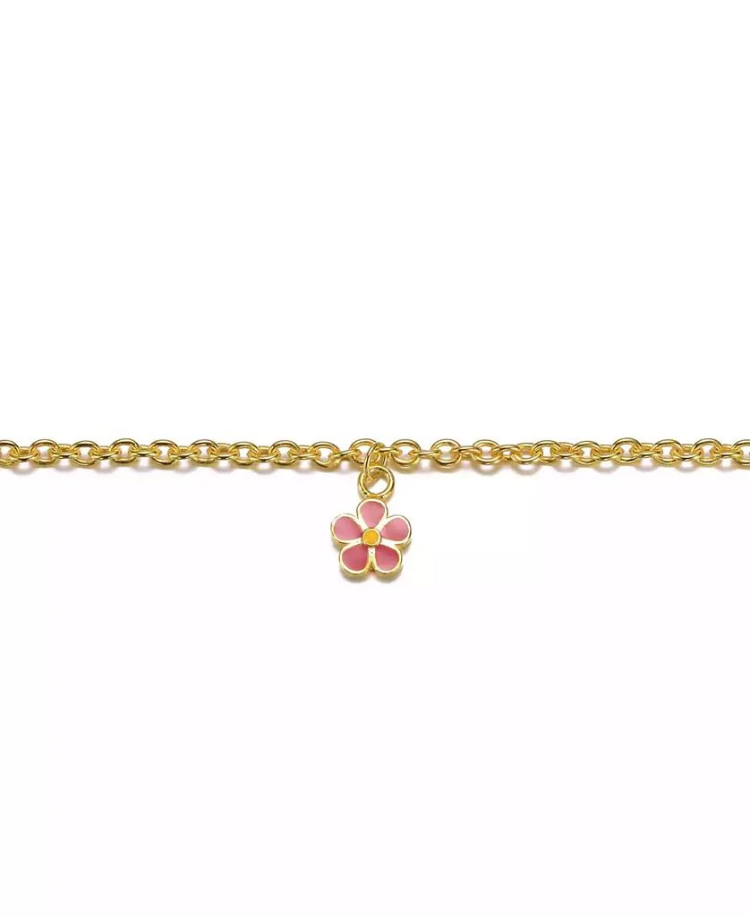 GiGiGirl 14k Gold Plated Fuchsia-Red Daisy Flower Drop Charm Bracelet 2