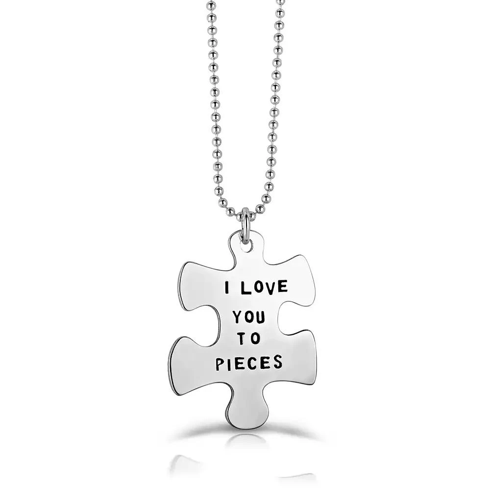 Rachel Glauber White Gold Plated Puzzle Piece Pendant Necklace
