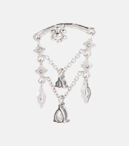Maria Tash Diamond Drape Chandelier 18kt white gold single earring with diamonds 5