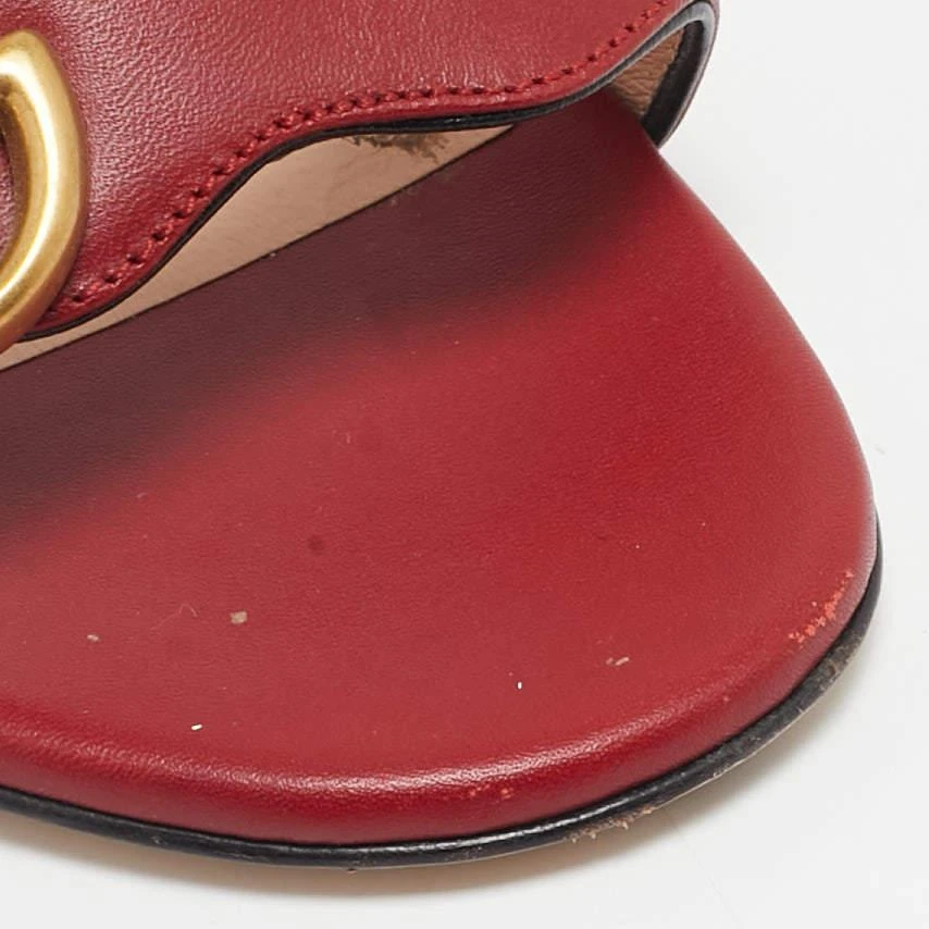 Gucci Gucci Red Leather GG Marmont Ankle Strap Sandals Size 38 7