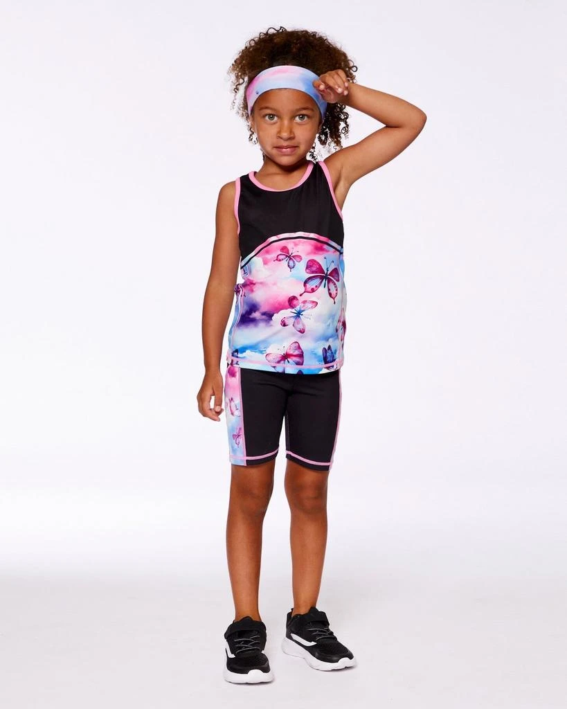 Deux par Deux Printed Athletic Biker Short Black, Pink And Multicolored Butterflies 2