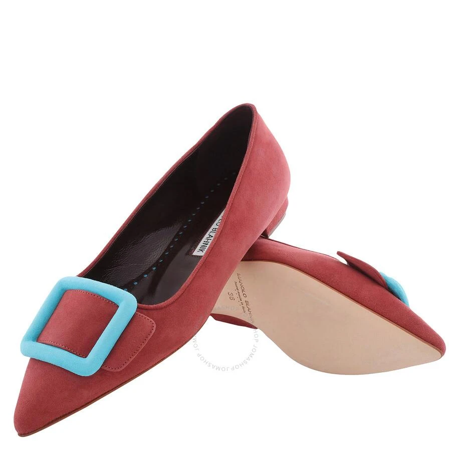 Manolo Blahnik Maysale Suede Point-Toe Flat Pumps 2