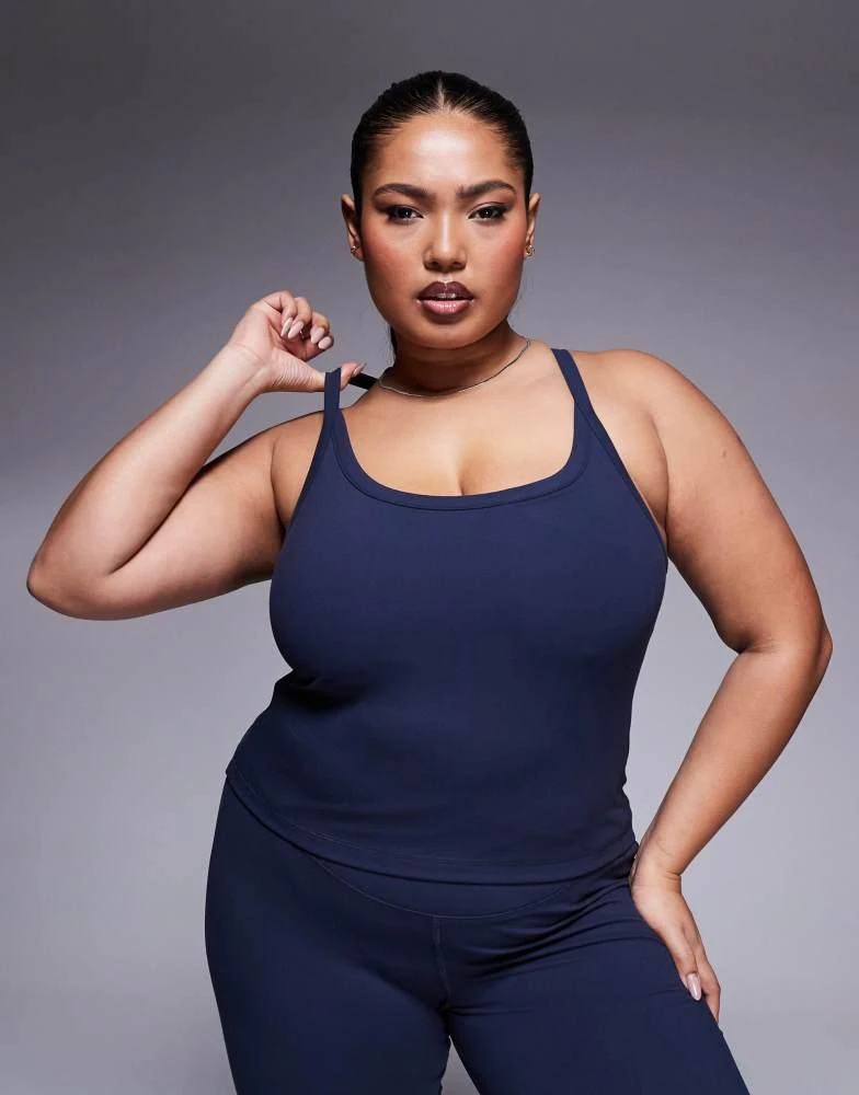 4505 4505 Curve Icon soft touch yoga cami with inner bra and adjustable straps in midnight navy 1