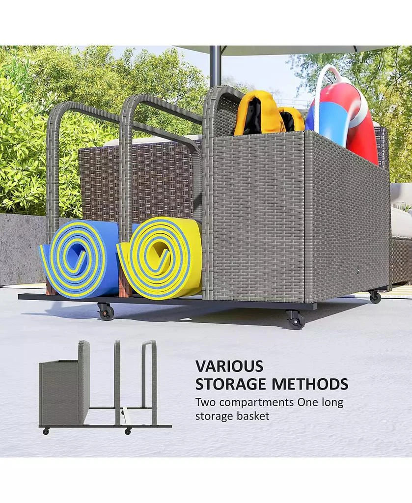 Outsunny Wicker Pool Float Storage Organizer, Pool Float Holder 6