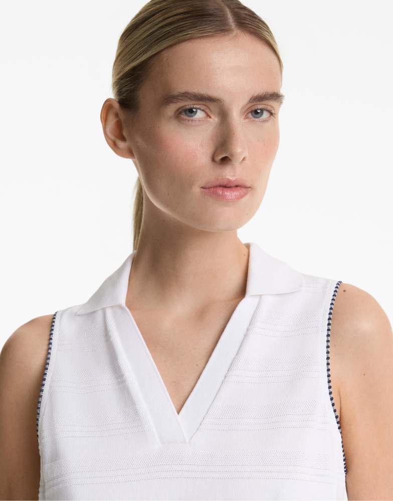 Oysho Oysho Jacquard sleeveless polo shirt in off-white