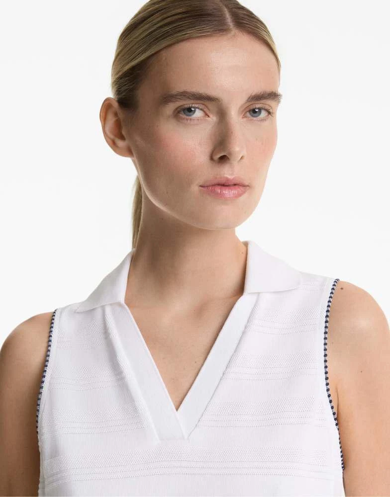 Oysho Oysho Jacquard sleeveless polo shirt in off-white 2