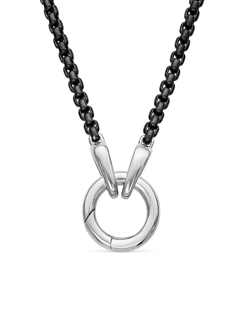 David Yurman Smooth Amulet Box Chain Necklace in Darkened Stainless Steel, 2.7mm