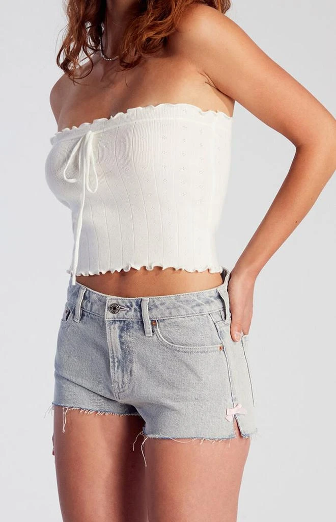 PacSun Light Indigo Bow Denim Micro Shorts 2