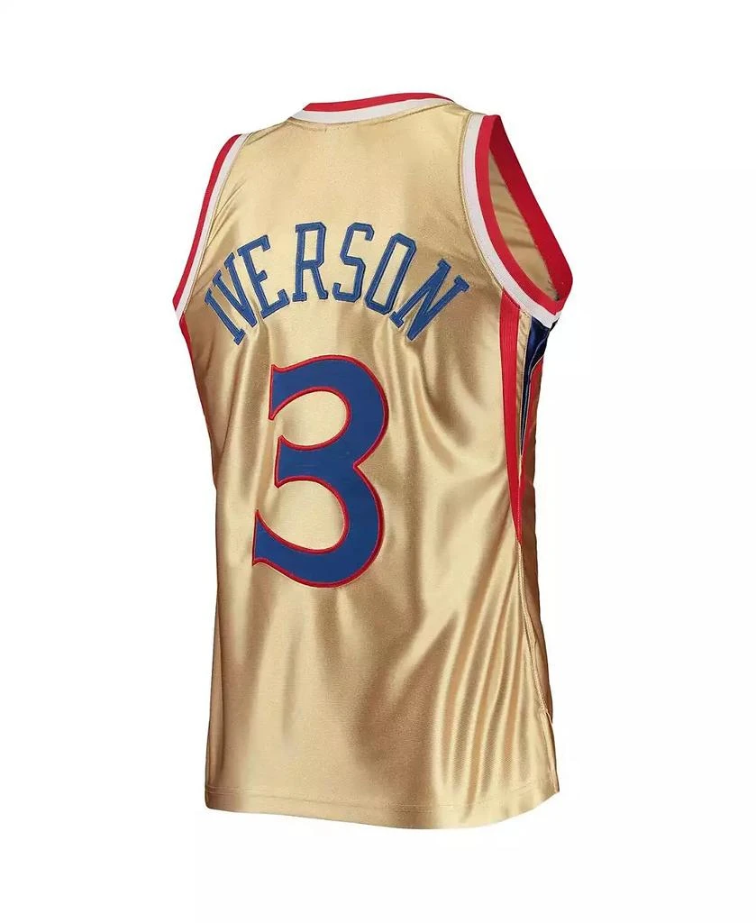 Mitchell & Ness Men's Allen Iverson Gold Philadelphia 76ers 75th Anniversary 1996-97 Hardwood Classics Swingman Jersey 3