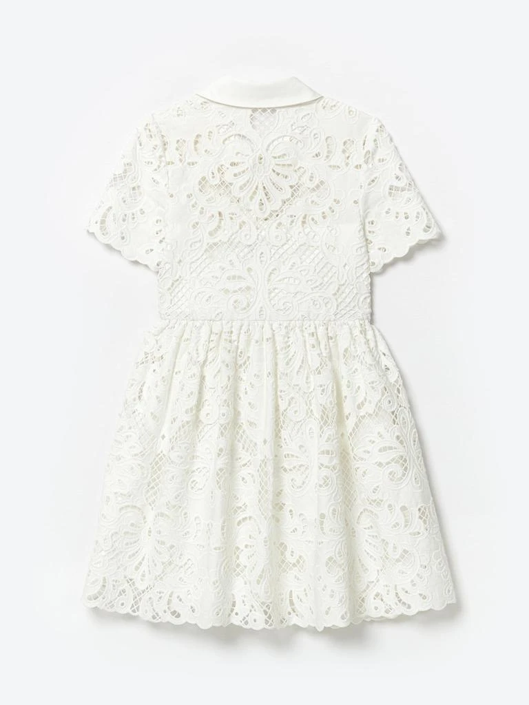 Self Portrait Self Portrait Girls Cotton Lace Mini Dress in White 2