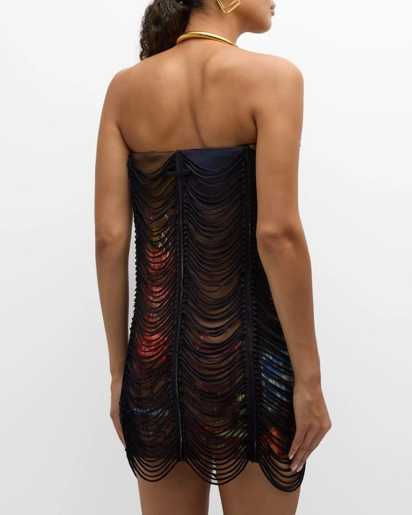 Jean Paul Gaultier City-Print 3D Slashing Strapless Mini Dress 6