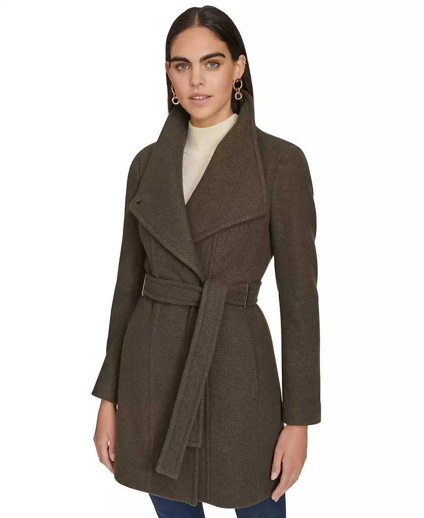 Calvin Klein Womens Asymmetrical Belted Wrap Coat, Created for Macys 1