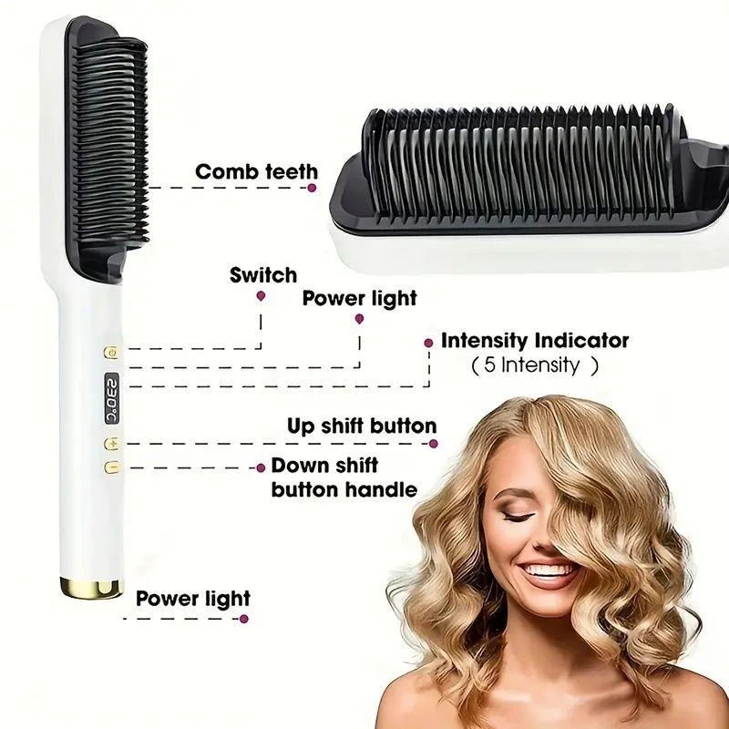 BELUXE Professional Ionic Hair Straightening Brush, Fast Heating Ceramic with Auto Lock 
Shutoff, Anti-Scald, 110V with LED Screen, 30 Temperature Settings, Ideal for Home, Travel 
Salon Use, Hair Brush 3
