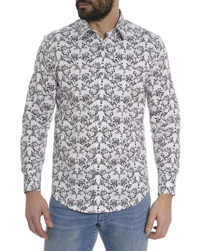Robert Graham Men's Criswell Long Sleeve Button-Down Shirt - Faded Floral Paisley With Contrast Collar
