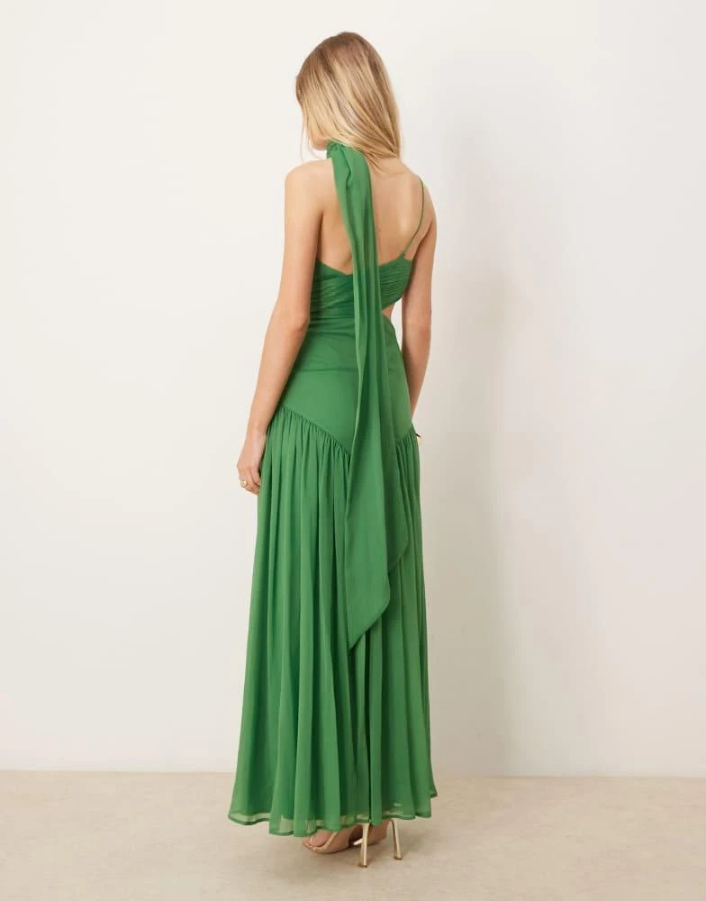 ASOS ASOS DESIGN  halter gathered full skirt maxi dress in green 3