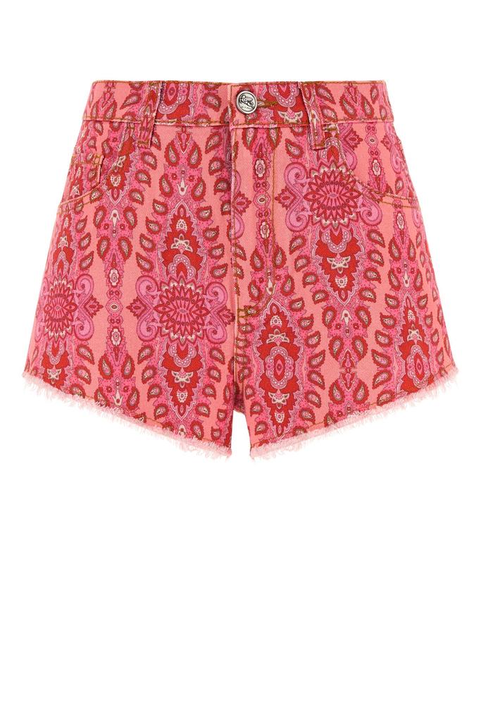 ETRO Printed stretch denim shorts